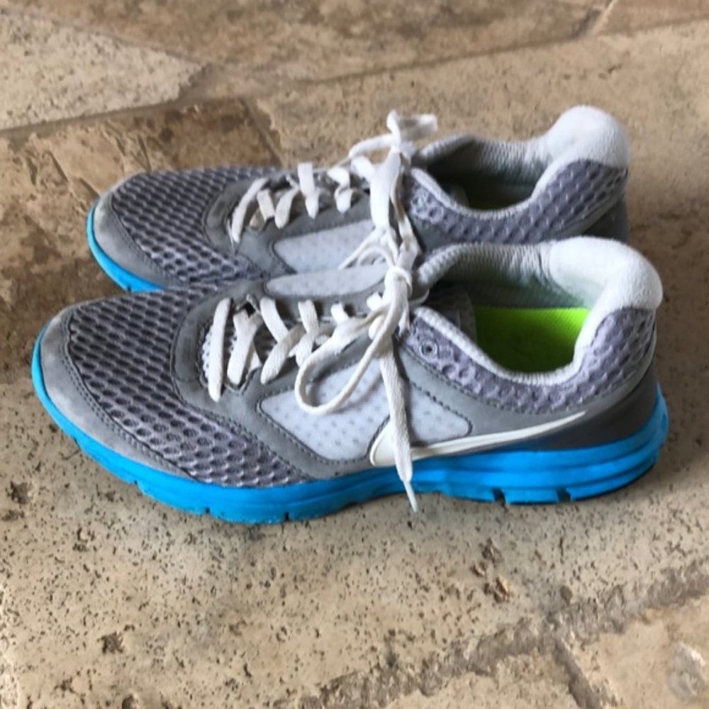 Asics Shoes Women's 7 T5N8N Gel-Venture 5 Trail Running Gray Aqua Pink Mesh EUC